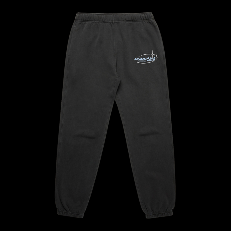 Pump Club Joggers (Baby Blue & White Logo/Faded Black)