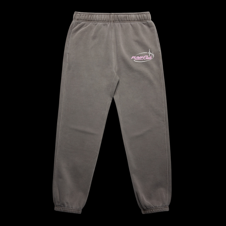 Pump Club Joggers (Pink & White Logo/Faded Grey)