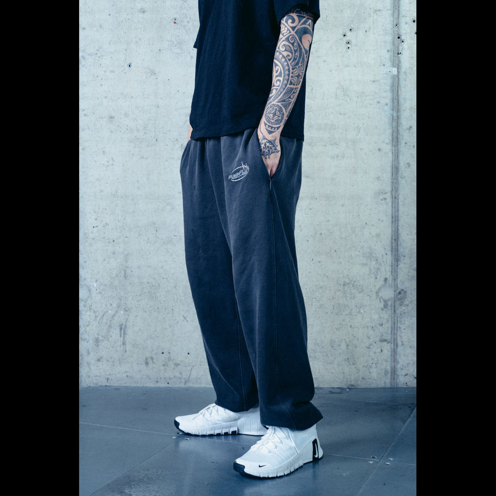 Pump Club Joggers (Baby Blue & White Logo/Faded Black)