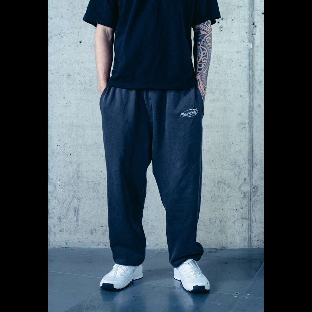 Pump Club Joggers (Baby Blue & White Logo/Faded Black)