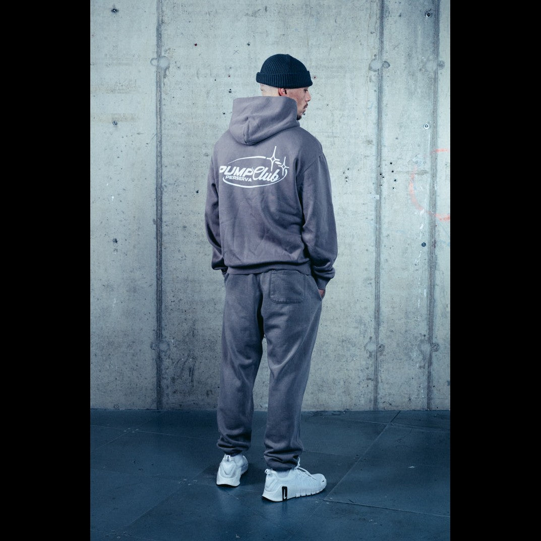 Pump Club Hoodie (White Logo/Faded Grey)