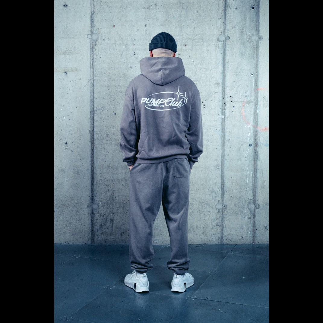 Pump Club Hoodie (White Logo/Faded Grey)
