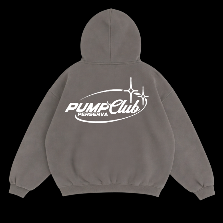 Pump Club Hoodie (White Logo/Faded Grey)