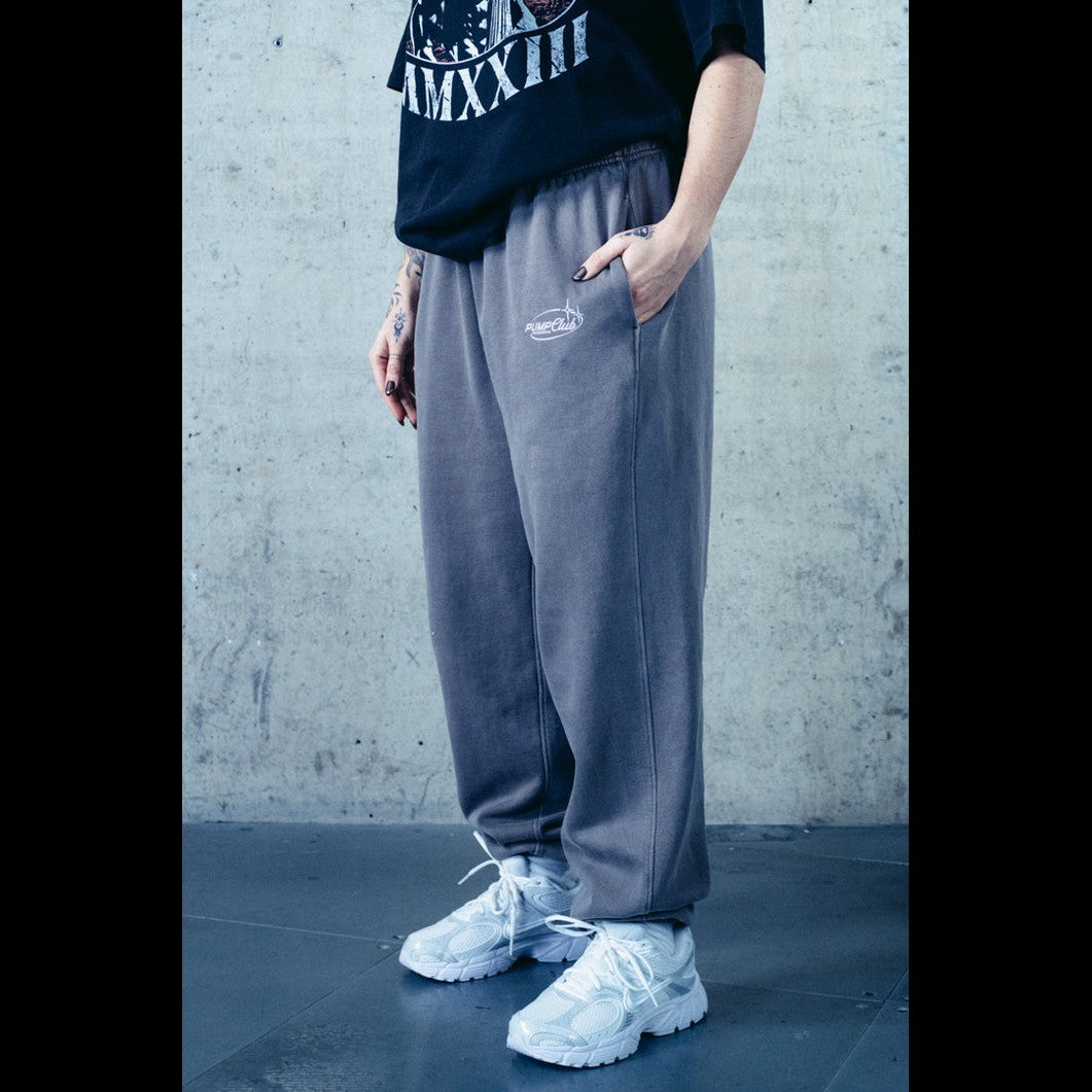 Pump Club Joggers (Pink & White Logo/Faded Grey)