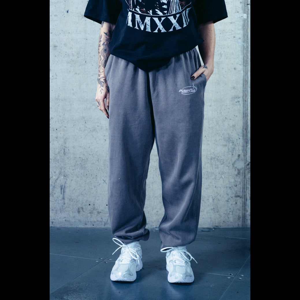 Pump Club Joggers (Pink & White Logo/Faded Grey)