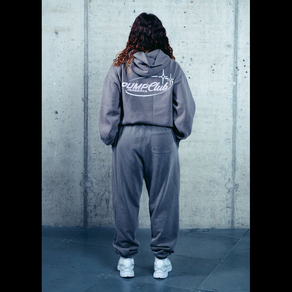 Pump Club Hoodie (Pink & White Logo/Faded Grey)