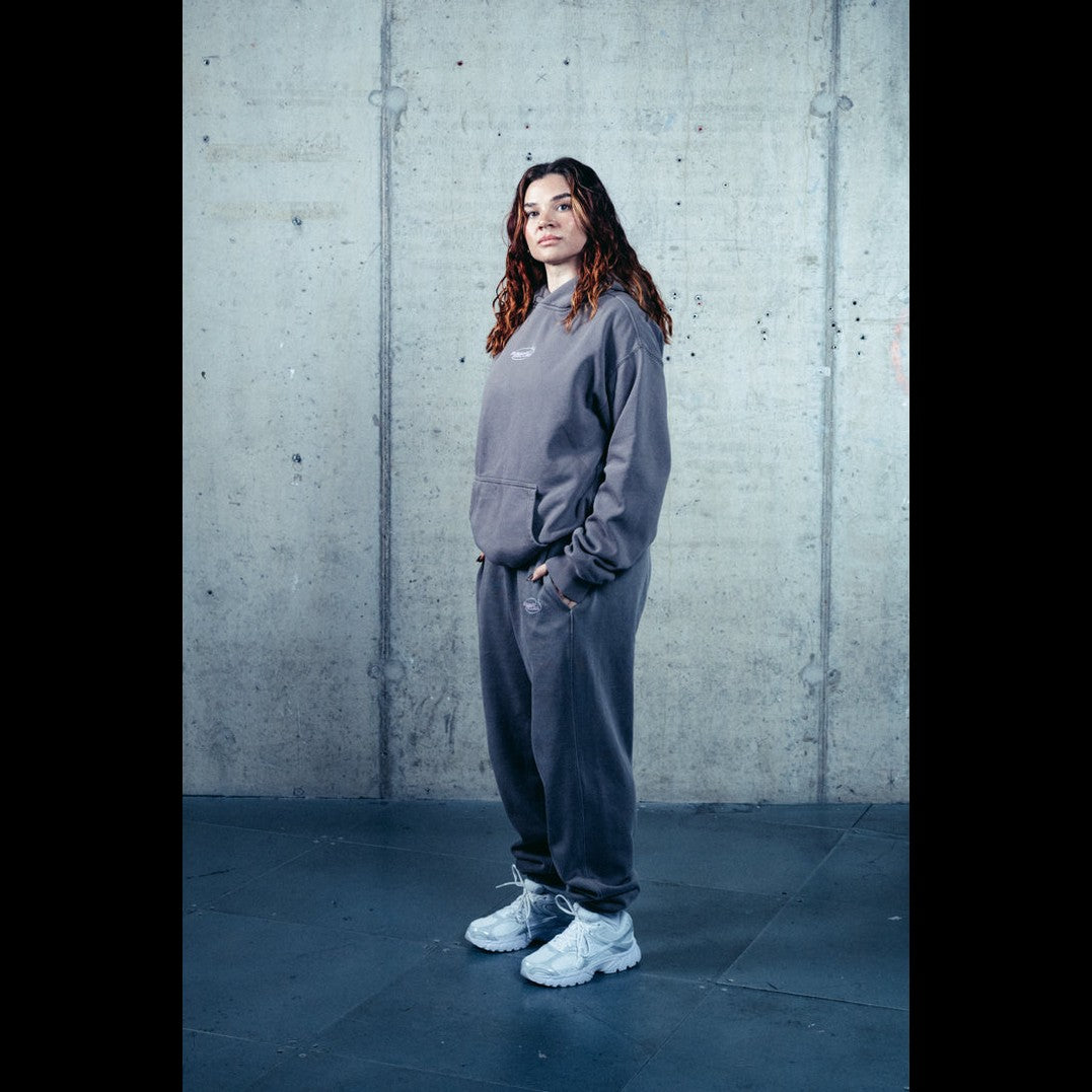 Pump Club Joggers (Pink & White Logo/Faded Grey)